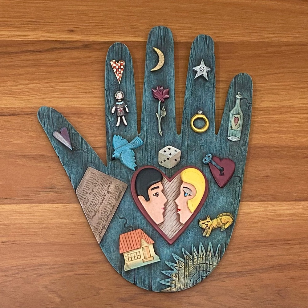 Robert Shields Hand of Marriage Couple Love Luck Symbols Folk Art Wall Plaque